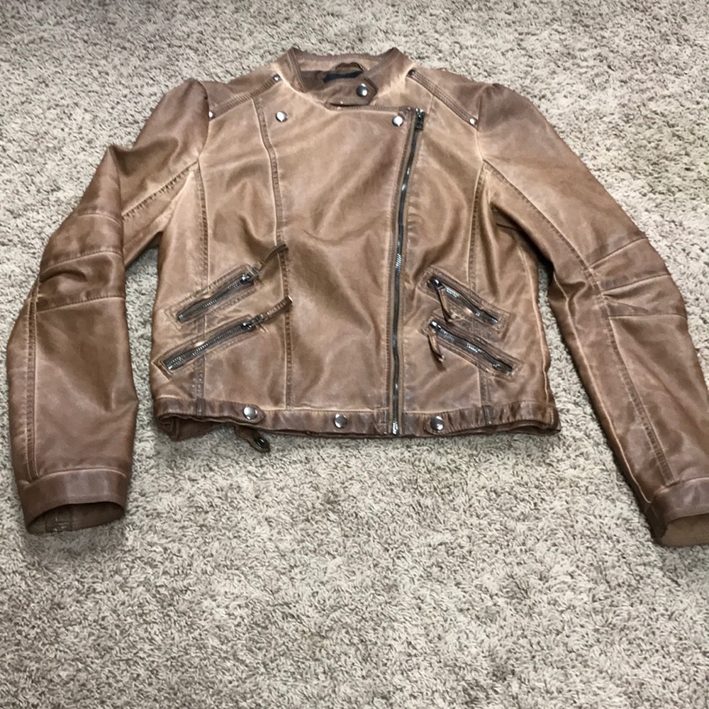 Blu Pepper Faux Leather Moto Jacket